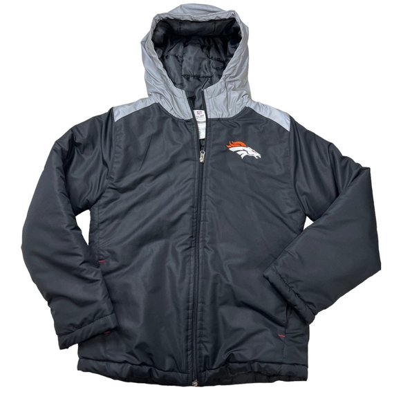 NFL Team Apparel Size L (10-12) Denver Broncos Coat Jacket Black Gray Youth
